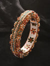 White Gold Tone Jadau Bangles with Pearlss