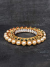Multicolored Gold Tone Handcrafted Bangle With Pearls